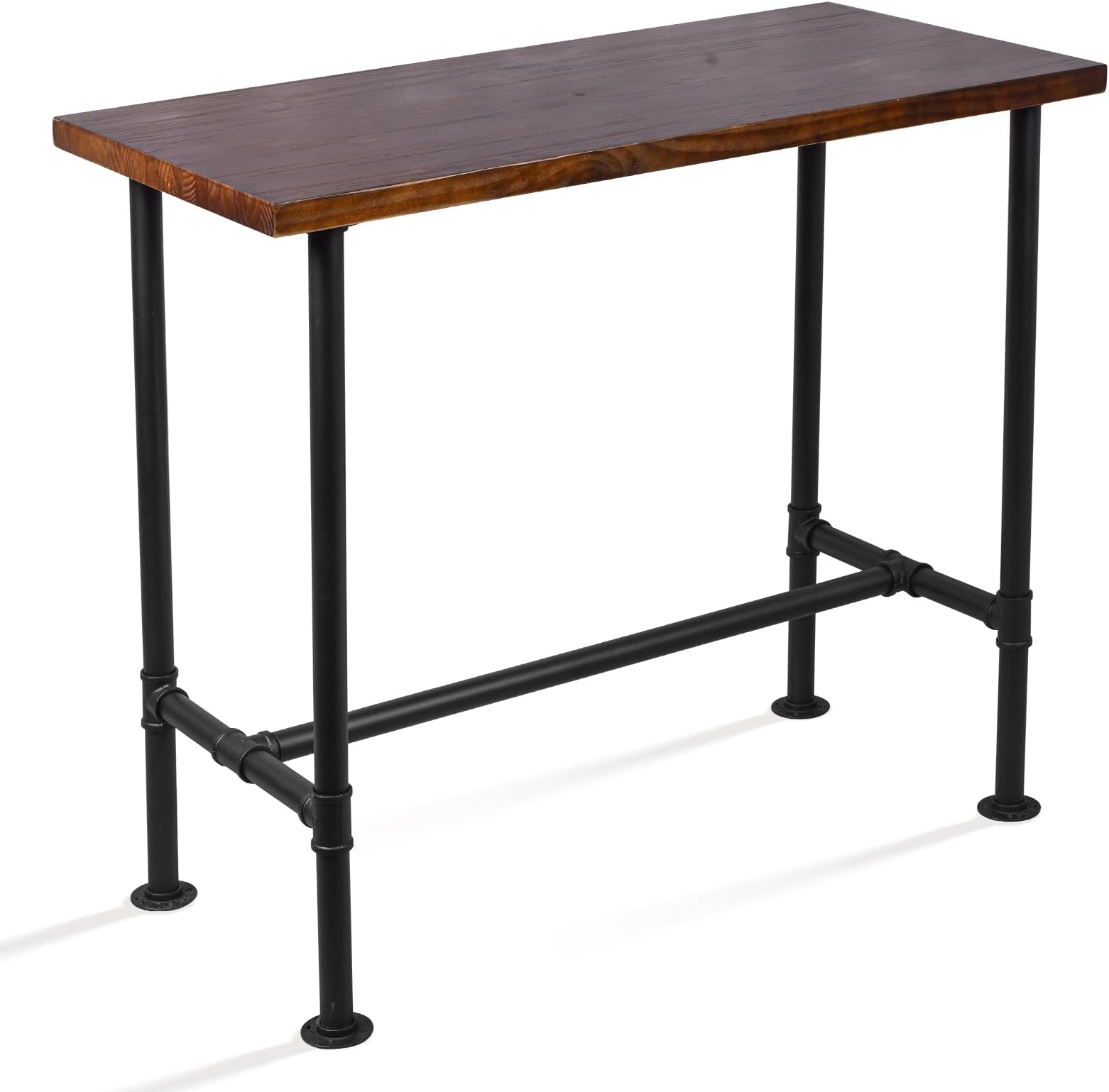 Diwhy DIY Industrial Design Pipe Dining Table Casual Pub BAR Laptop Table Modern Studio Wood and Metal Rectangular Dining Table homeoffice Desk Breakfast high bar Table Brown Desktop 47.3" × 23.6"