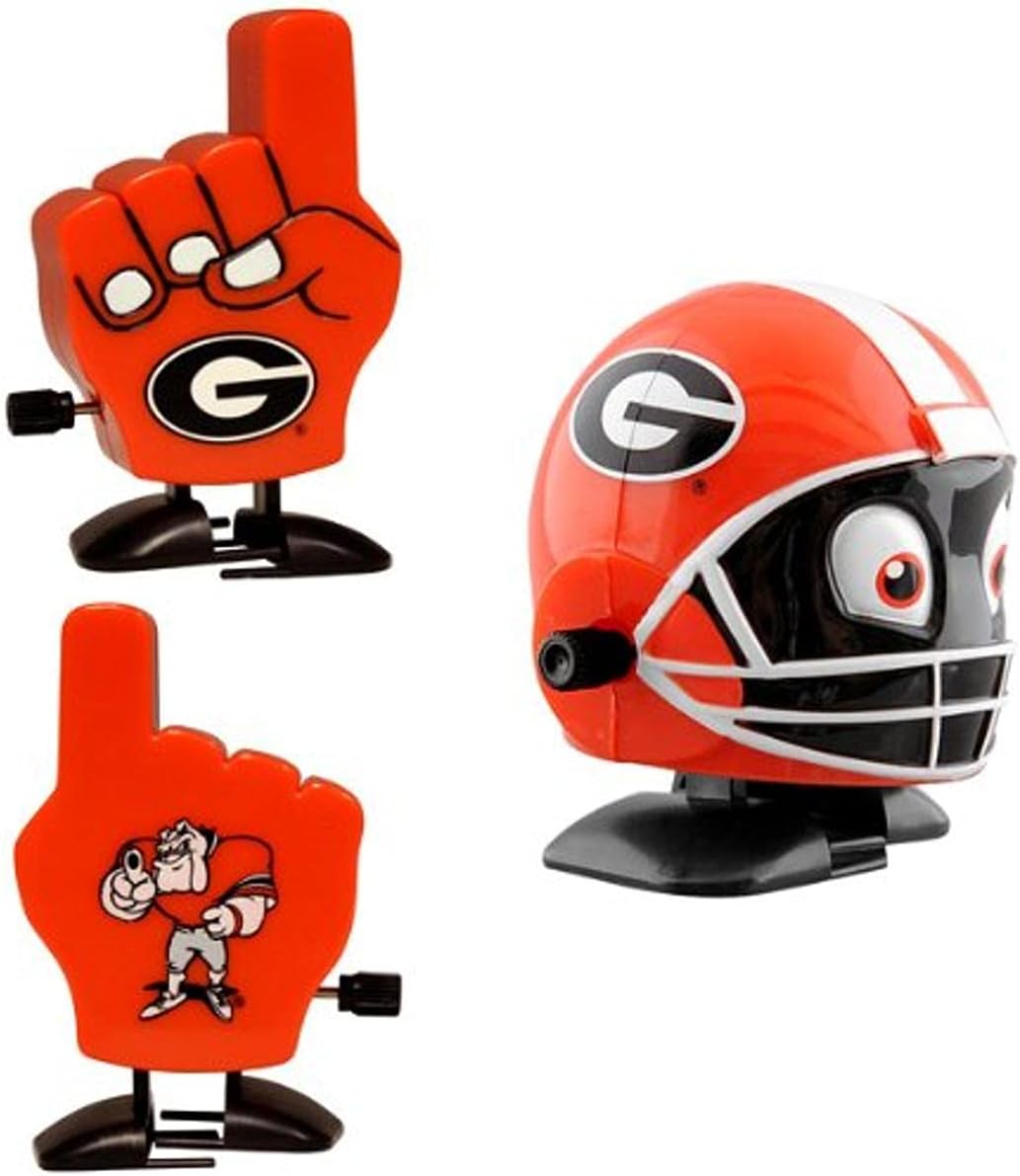 NCAA Bulldogs Helmet and Fan Finger WindUp Set Sports Fan Toy Figures