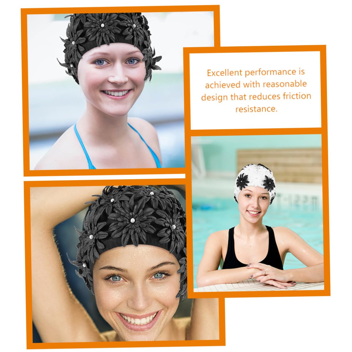 UPKOCH Tapa De Natación De Flores Impermeable Tapa De Natación para Mujeres Gorras De Natación Largo Sombreros para Mujer Floral Gorra De Baño Reutilizable Nadar Brocado