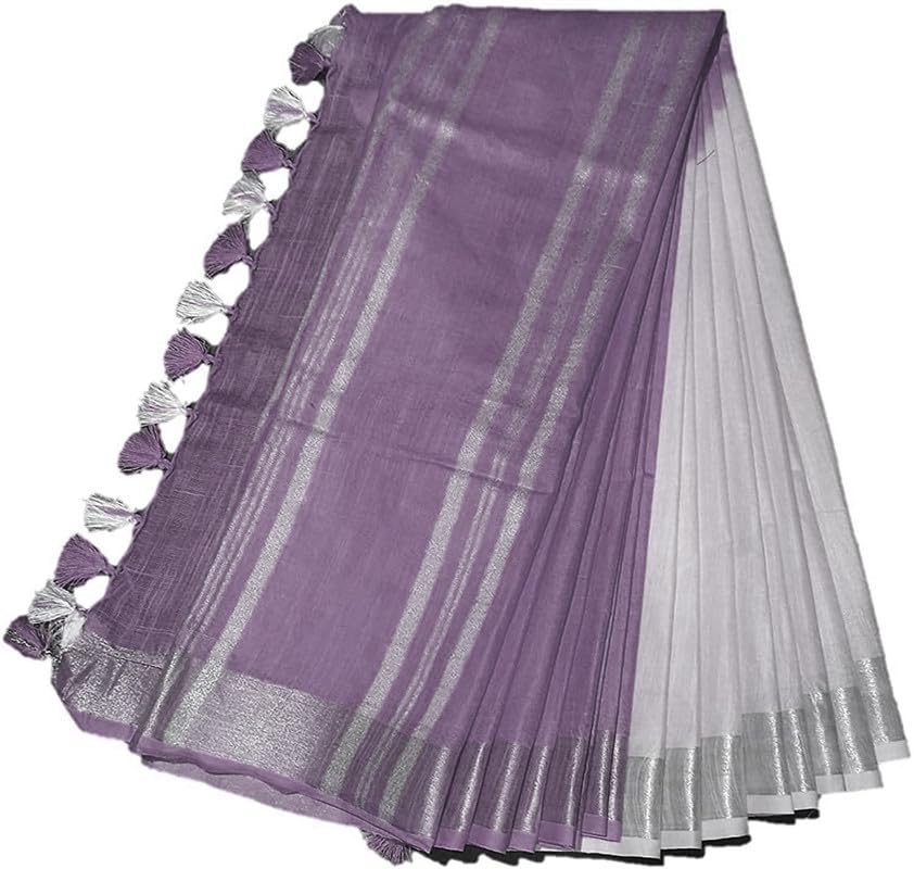 heyam Women’s Linen Slub Cotton Blend Two Dye Bhagalpuri Handloom Saree-picture-45