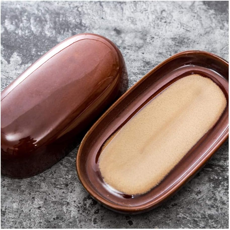 Butter Container Ceramic Butter Box, European-Style Butter Plate with Lid Small Plate Pastry Plate Dish Cold Dish Snack Dish for All Types of Butter (Color : C)