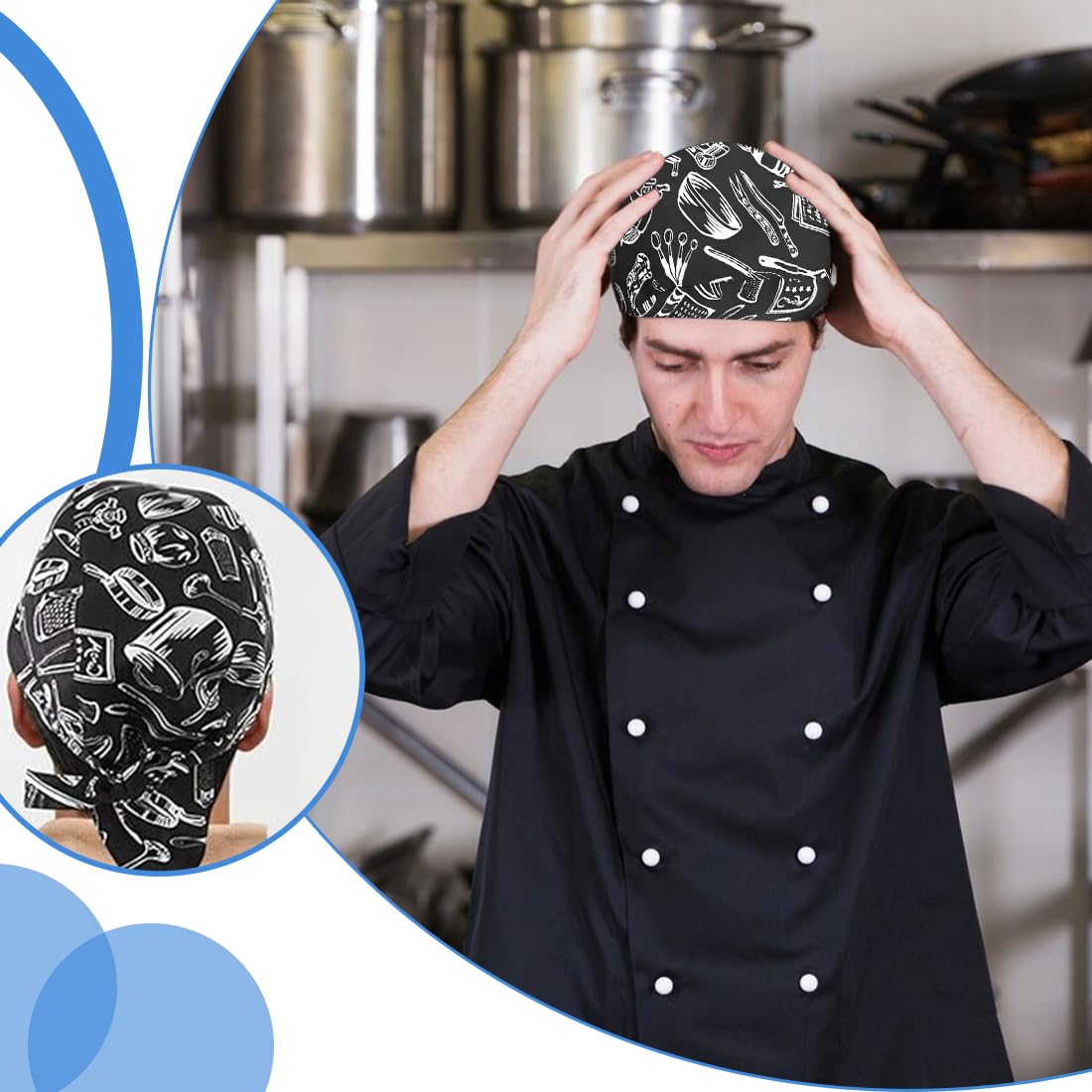 WeddHuis 2 szt. Regulowana czapka kuchenna unisex, oddychająca bandana do kuchni, restauracji, BBQ i kostiumu na imprezę