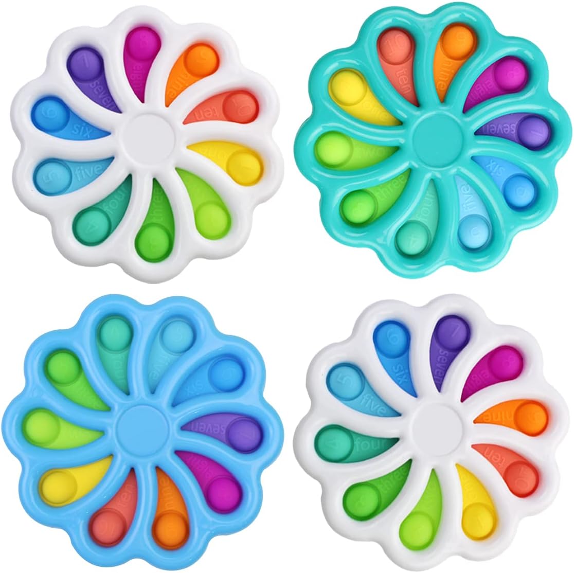 4 Pack Mini Portable Dimple Digit, Perfect for Traveling, Ultimate Value Flower dimple Fidget Toys, Durable ABS Plastic and Silicone, Flower Fidget, Dimple Fidget Toy, Assorted Colors