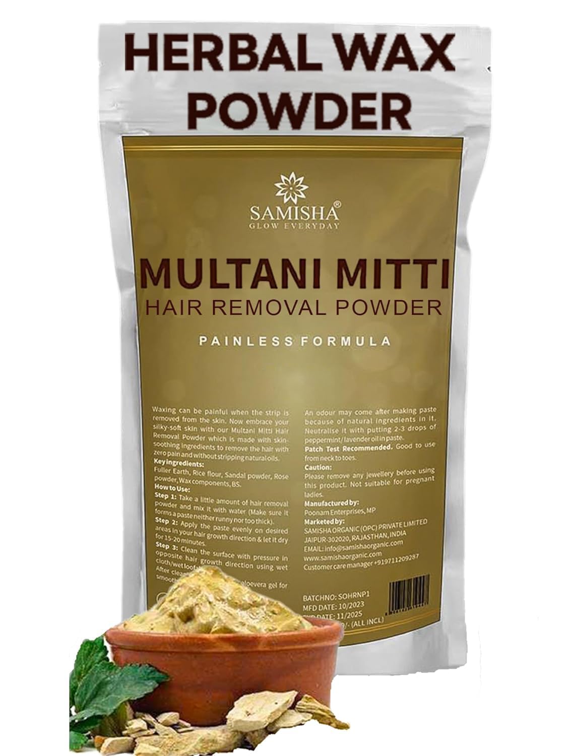 Natural Hair Removal Powder for All Types of Hair & Skin, Hands, Legs, Underarms, Bikini (Private Part) Area (100 g) - Get Natural Loofah Free - A Limited Time Offer