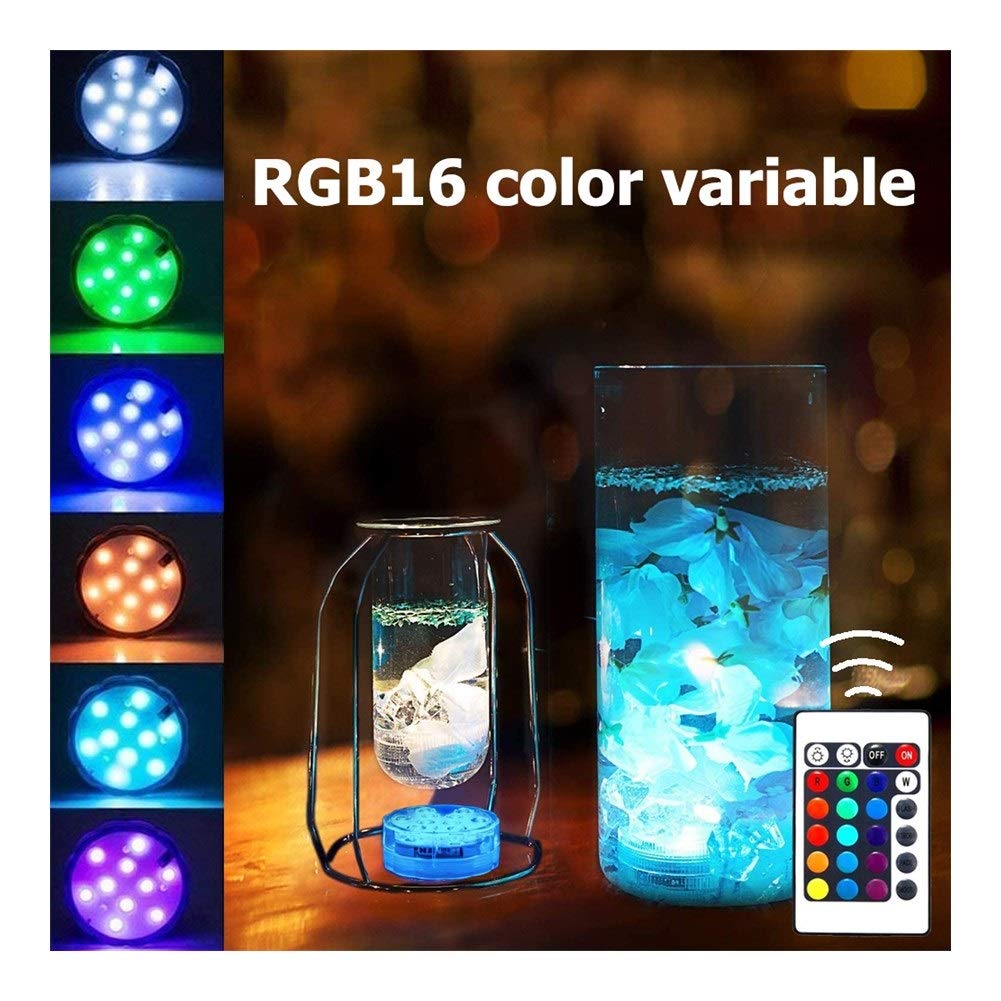 Luce per Acquario 10/13 RGB Luce a LED sommergibile con Acquario telecomandato Serbatoio di Pesce per Stagno subacqueo Vaso per Fontana Lampada per Feste in Giardino
