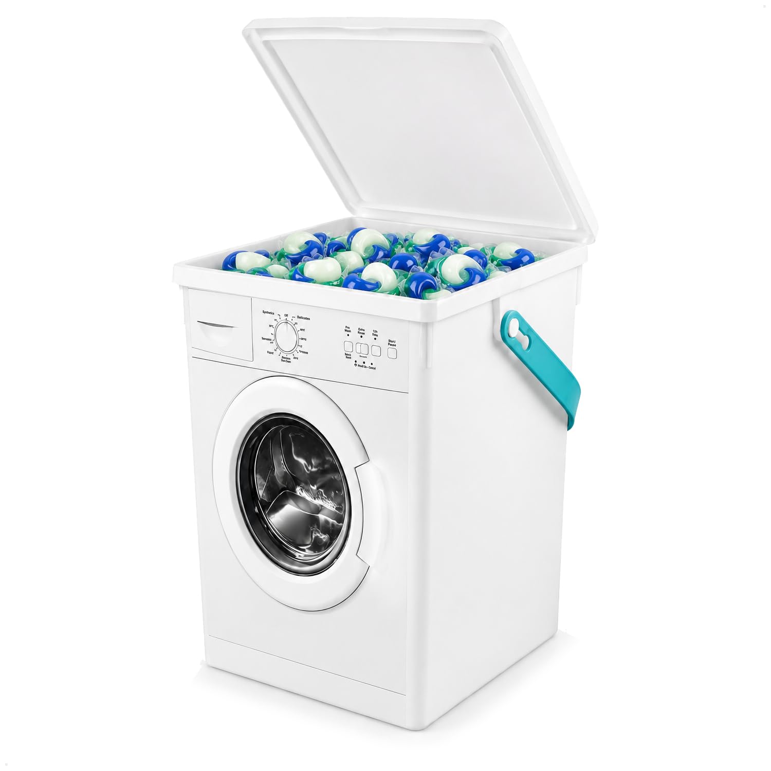 com-four® Storage Boxes with Lid and Handle, 5 L Each