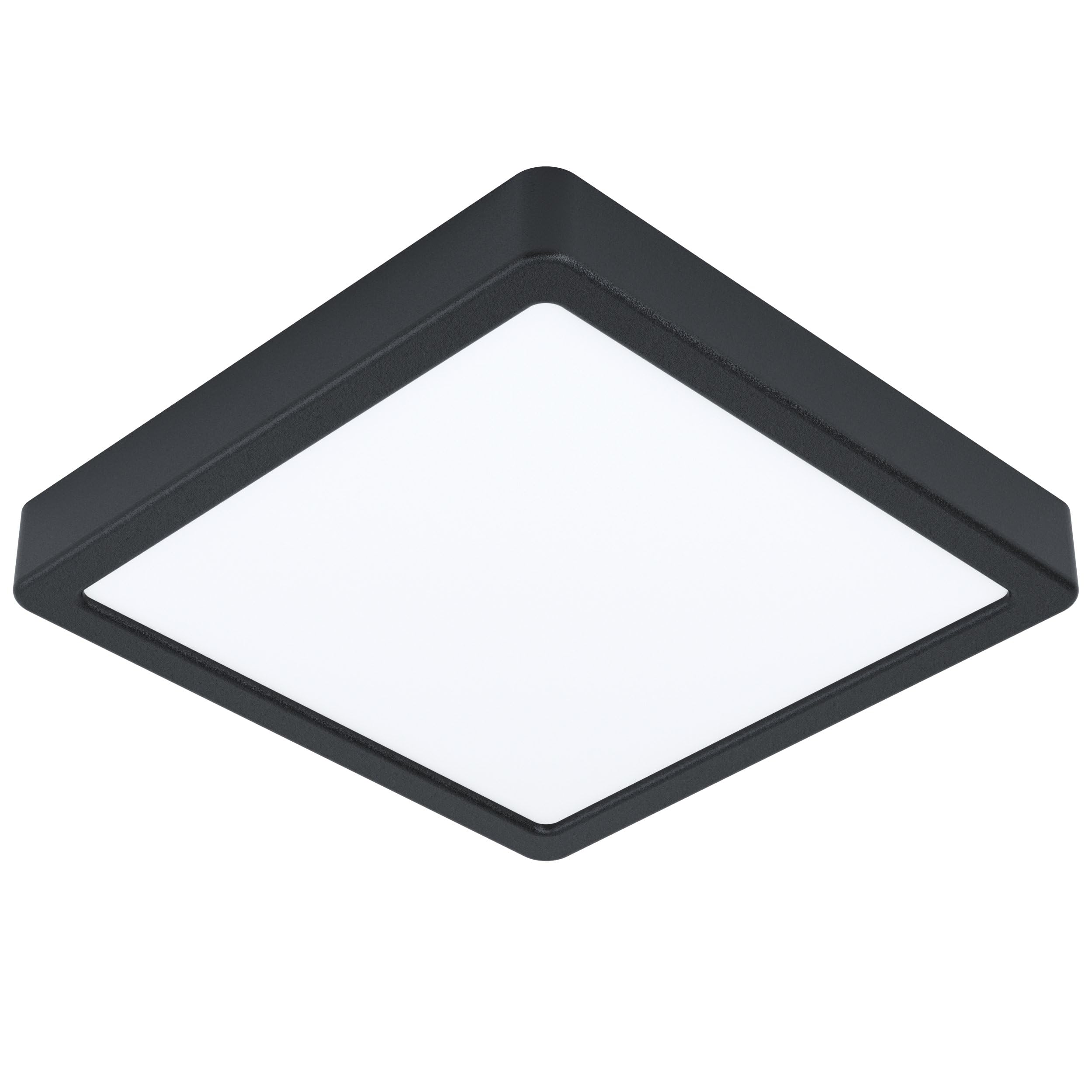 Eglo Black Connect.z Smart Home Led Ceiling Light Panel Fueva-Z, 8.3 Inches, Zigbee Bathroom Lighting, App And Voice Control, White Tunable Lights (Warm - Cool White), Ip44