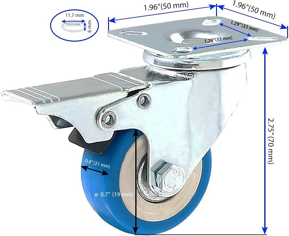 Up To 40% OFF Online Best Service 4 Pack Caster Wheels Swivel Plate Stem Brake Casters On Blue Polyurethane Wheels (2 inch with Brake) Buy 1 get 1 Online Best Service 4 Pack Caster Wheels Swivel Plate Stem Brake Casters On Blue Polyurethane Wheels (2 inch with Brake)