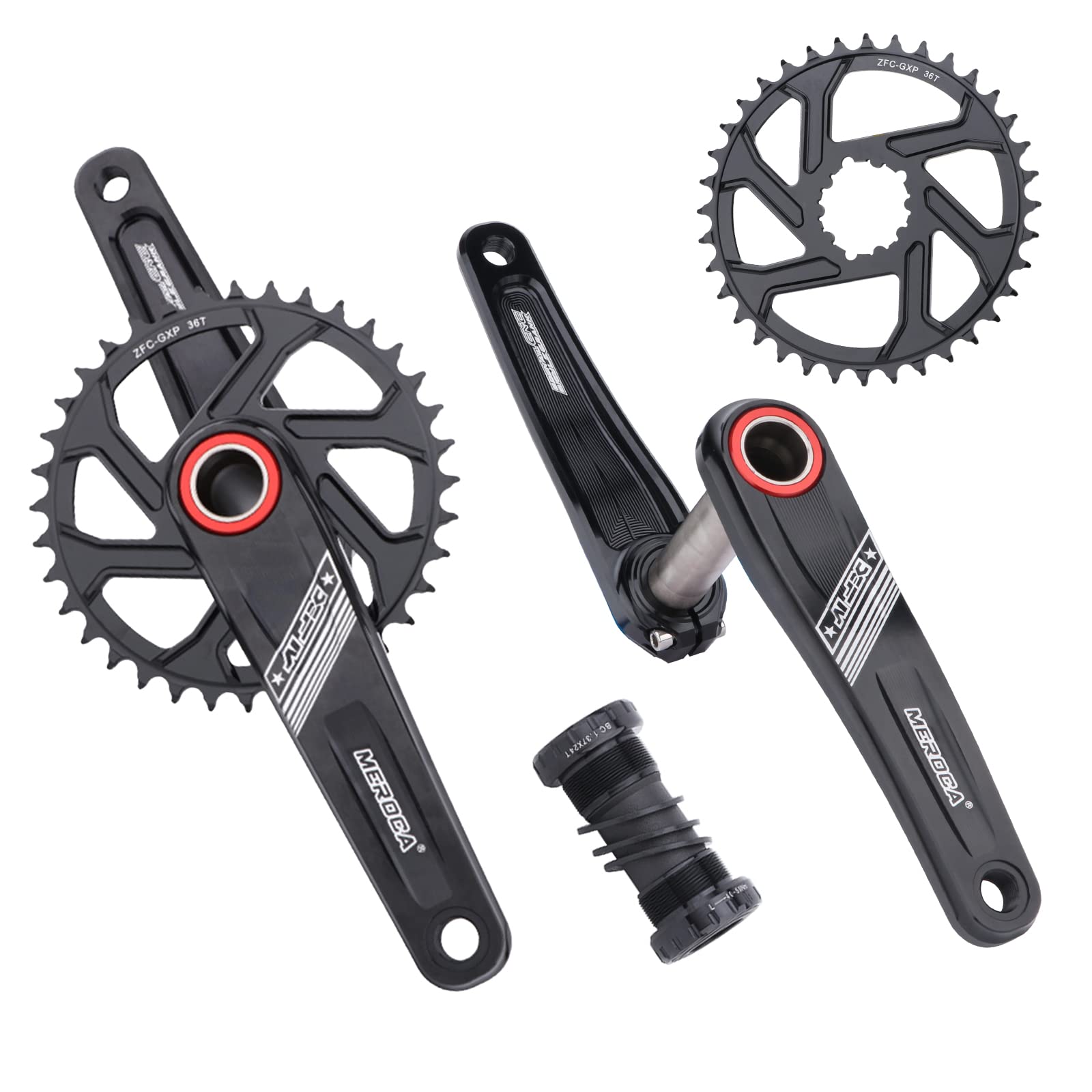 Amazon.com : MEROCA Mountain Bike Crank 170mm Cranksets Hollow one