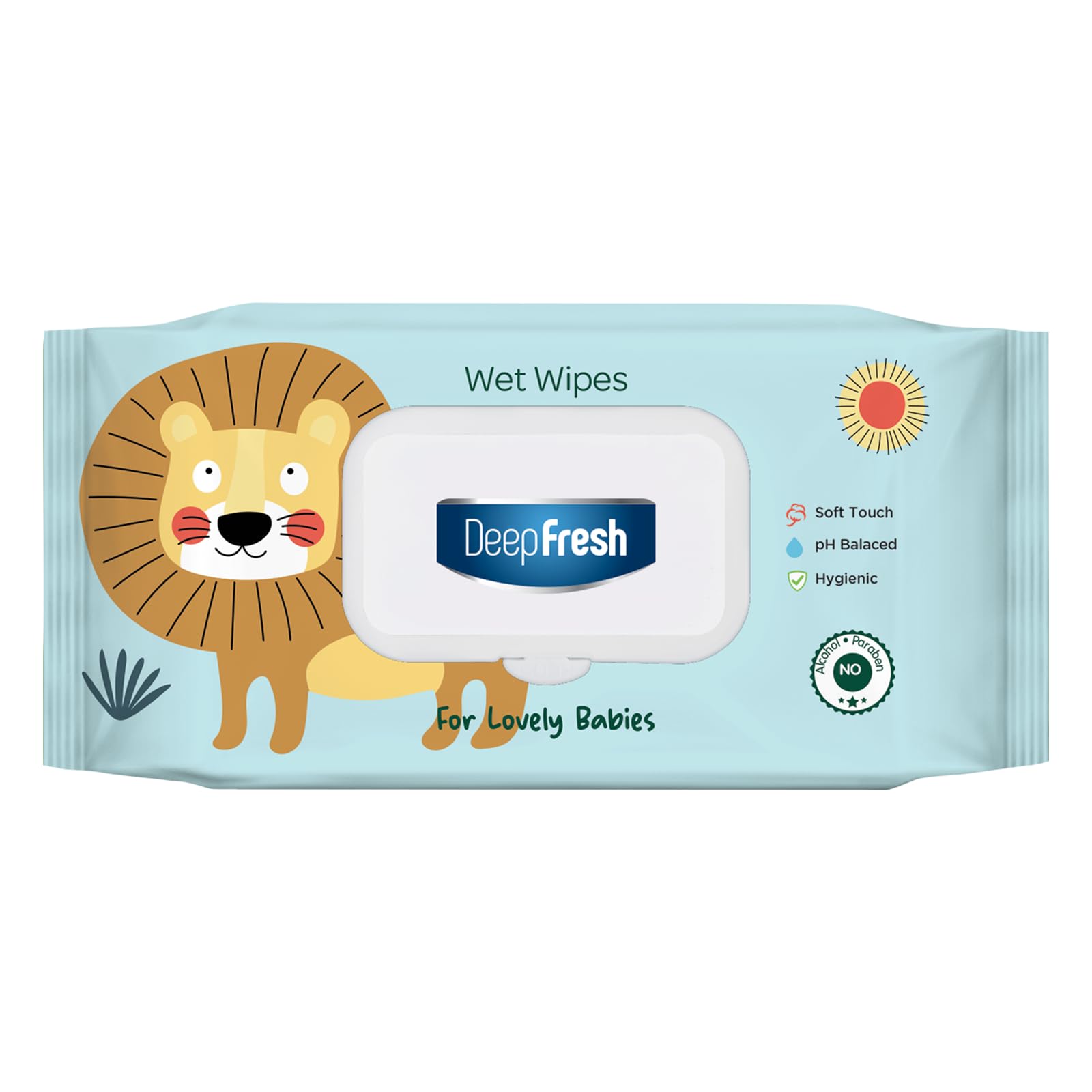 Deep Fresh Baby Wet Wipes for Lovely Babies, Fragrance Free, Soft Touch, pH Balanced, Hygienic, Alcohol Free, 24 Packs x 72 Wipes (Leon, 24 Pack)