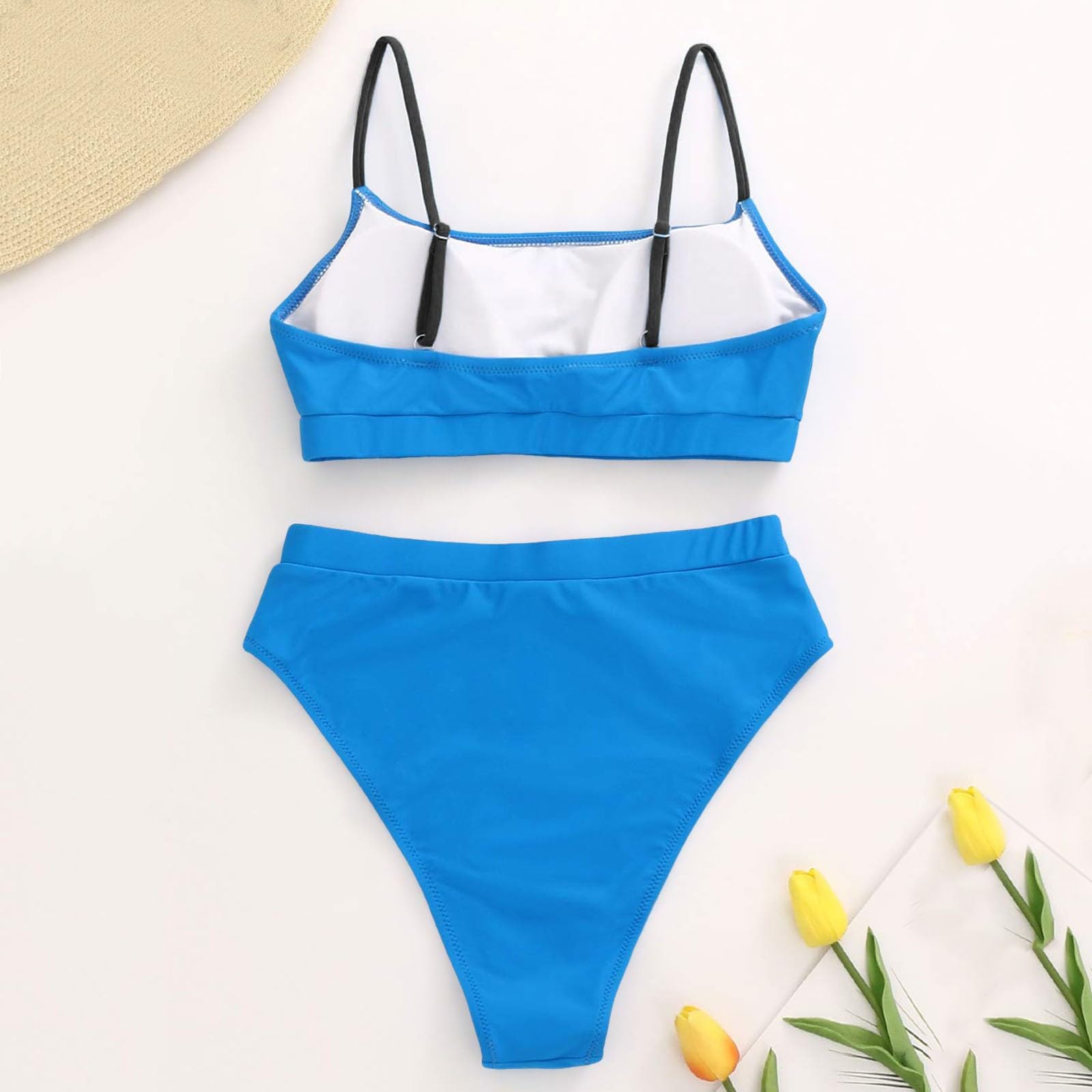 Damski zestaw bikini z wiązaniem na szyi push up dół top dwuczęściowy strój kąpielowy, fioletowy, XL