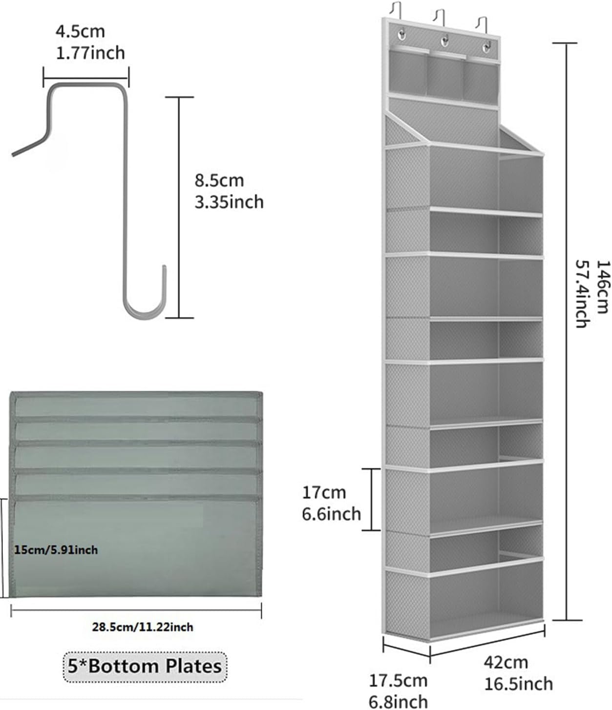 ordinarYone 5+3 Layer Hanging Storage organizers With Pockets For Bathroom Bedroom Closet Over The Door Space Saving Design