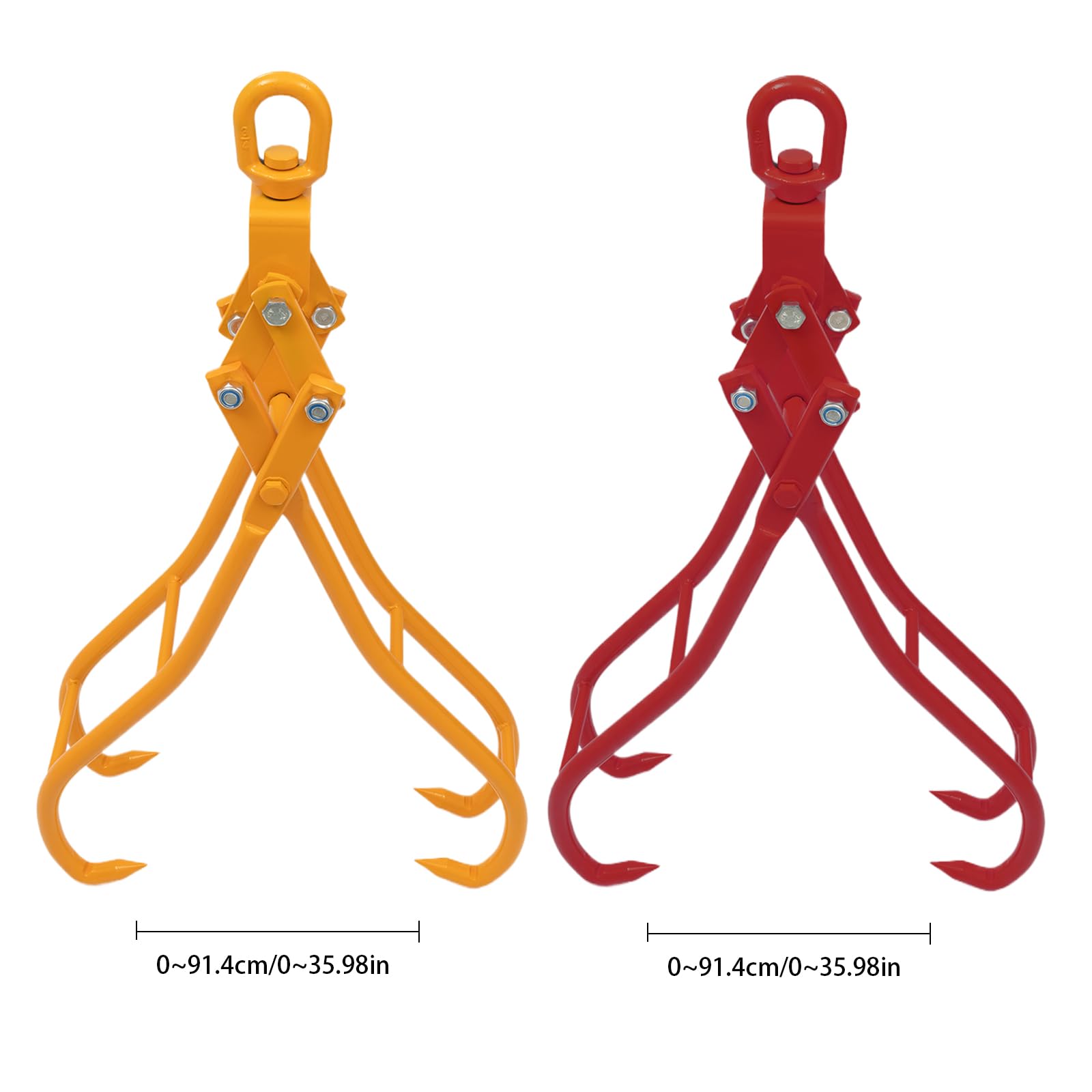 Pinza forestale per tronchi fino a 914 mm, forza di trazione 2T, pinza di sollevamento con 4 mandrini per camion, falegnameria, silvicoltura, edilizia, ecc. (rosso)