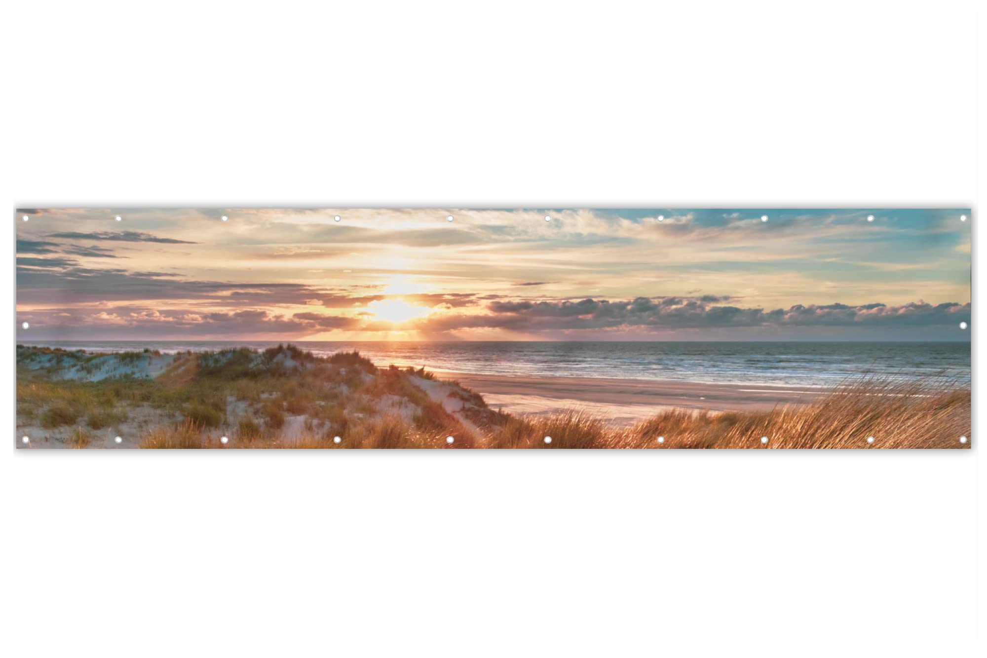 MuchoWow® Balkon Sichtschutz Sichtschutzmatte Balkonbanner Abdeckung für Terrasse Balkon Windschutz Blickdicht Wetterfest 300x80 cm Dünen - Nordsee - Sonnenuntergang - Niederlande - Ameland