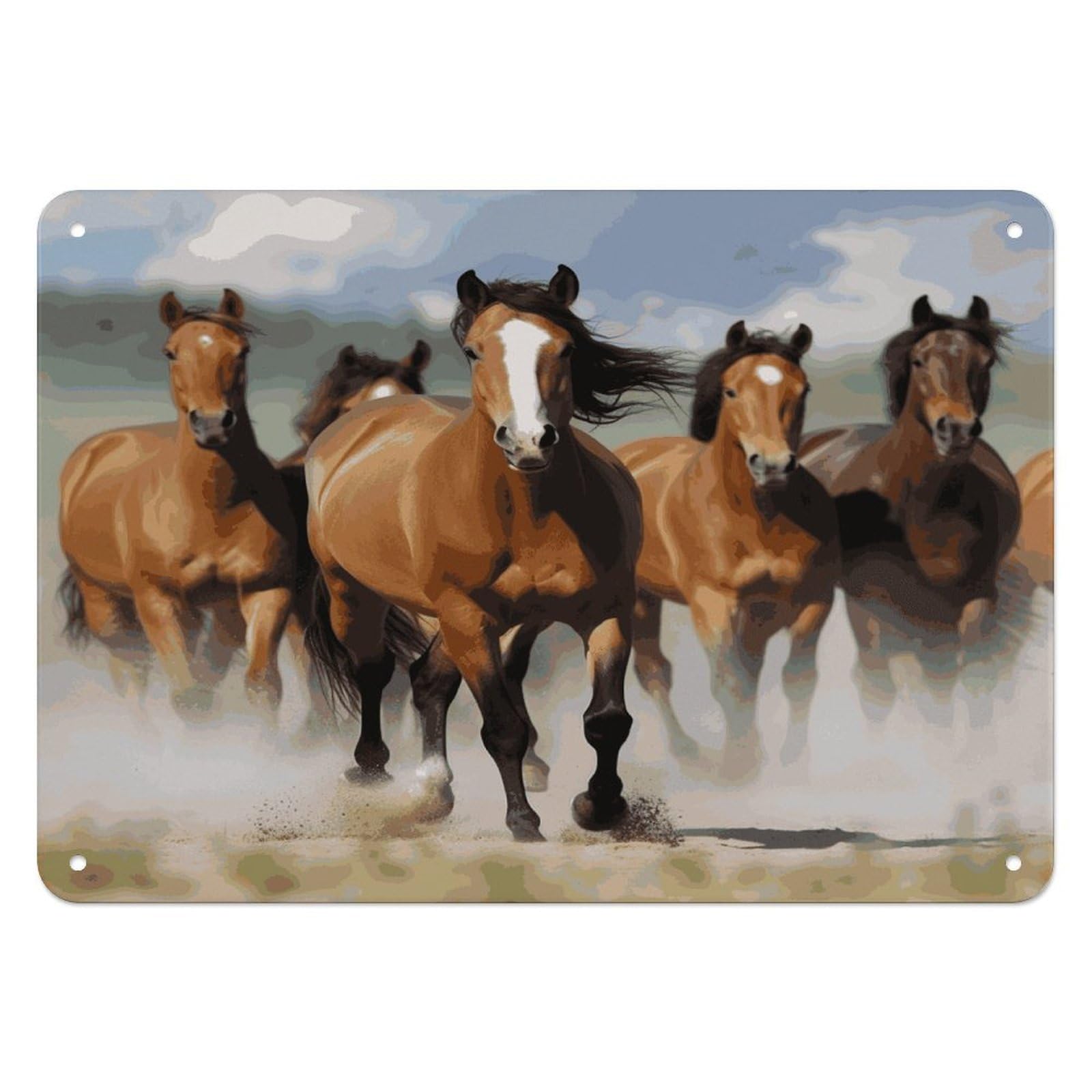 Btcowzrv Style Horses Metal Sign, 5.5" X 7.9" Tin Wall Decor, Wall Art Plaques For Home Wedding Decor Room Living Room Decoration