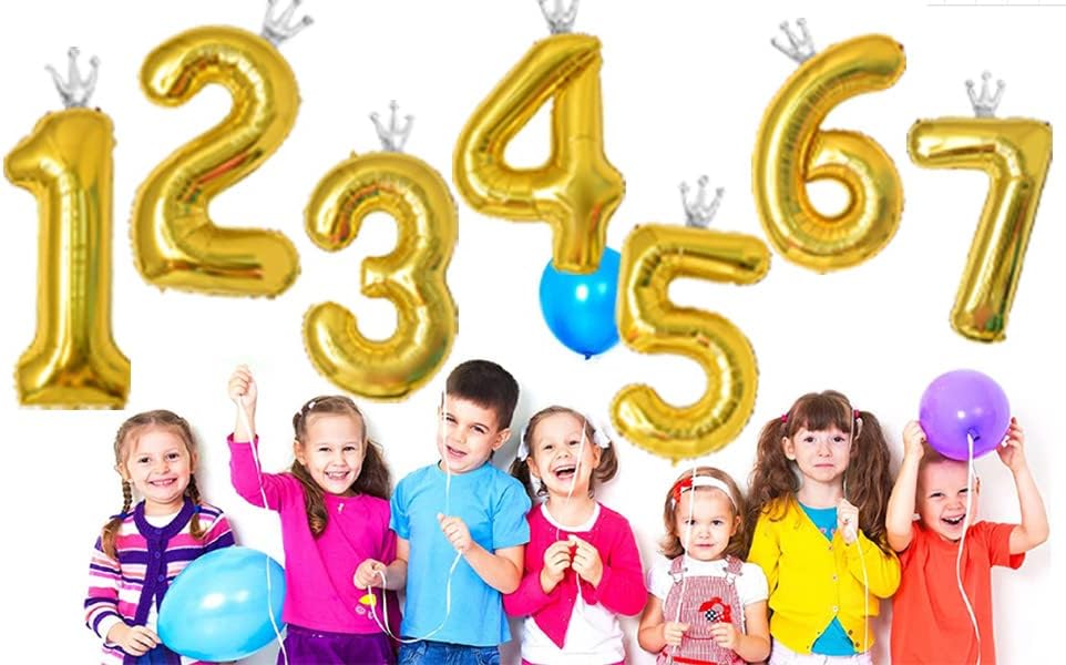 Miniatura 7 de Globo dorado del número 3 con corona, globos de número grande de tercer cumpleaños, 40 pulgadas