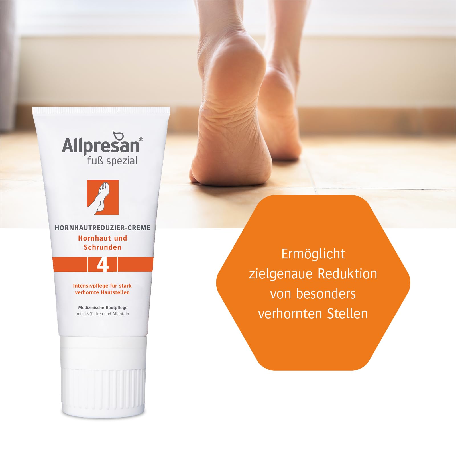 Allpresan Piede speciale n. 4 crema per ridurre la calli, crema per i piedi contro calli e cicli, come trattamento per 14 giorni di piedi cheratinizzati – 2 x 40 ml