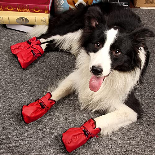YAODHAOD-Dog-Shoes-for-Large-Dogs-Dog-Boots-Paw-Protectors-for-Hot-Pavement-Leather-Anti-Slip-Adjustable-Bootiesfor-Indoor-Hardwood-Floor-Traction-Control-Outdoor-Wlaking-Hikin-Size-8-Red - Cucciolini Doodles   YAODHAOD-Dog-Shoes-for-Large-Dogs-Dog-Boots-Paw-Protectors-for-Hot-Pavement-Leather-Anti-Slip-Adjustable-Bootiesfor-Indoor-Hardwood-Floor-Traction-Control-Outdoor-Wlaking-Hikin-Size-8-Red