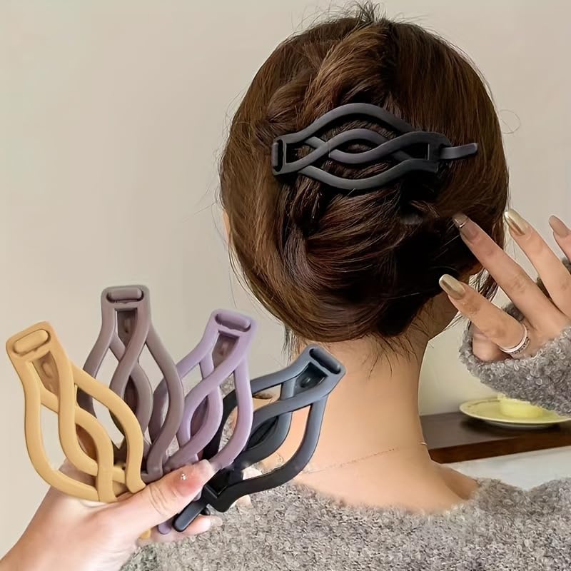 4 Pinzas Planas para Cabello, Clips Planos Redondos Franceses para Cabello Grueso o Fino, Broches Antideslizantes Vintage para Mujeres y Niñas miniatura 1