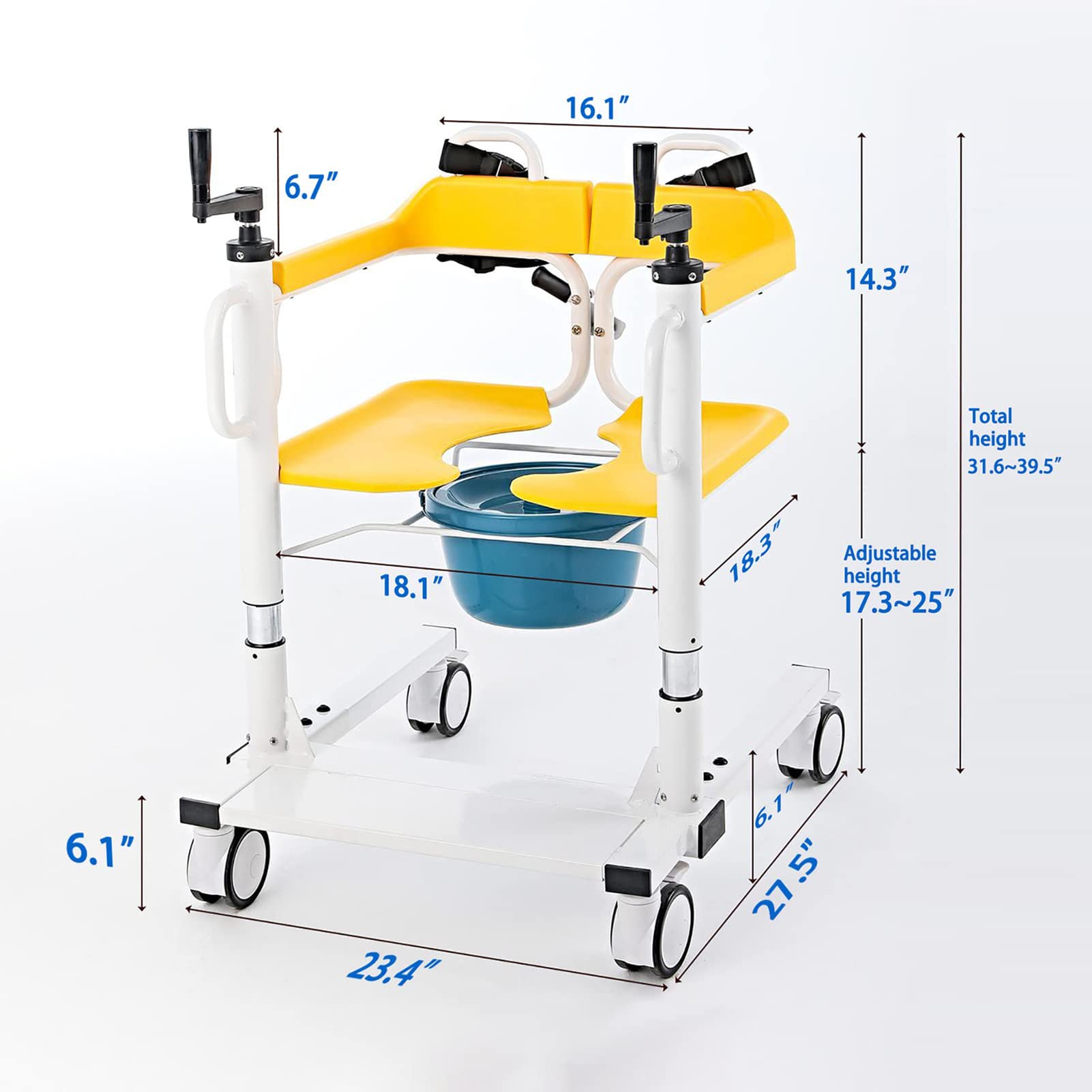 Elevador para Silla De Ruedas, Grúa para Elevación Y Traslado De Pacientes, Silla de Ruedas Elevadora de Enfermería, Carga Máxima: 100 kg/220 Libras, Amarillo