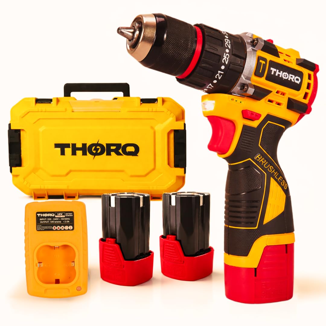 18V Cordless Impact Drill Machine, Brushless Motor, 65Nm Max Torque, 2 x 2.0Ah Batteries, 25+1 Clutch Settings, 0.8–10mm Keyless Chuck, 0–2000 RPM Variable Speed with 6-Month Warranty-picture-18
