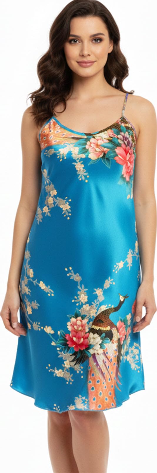 Trifolium Kimono Robe And Chemise Silky Peacock Satin Nightgown Bathrobe Wedding Negligee Nightdress — view 38