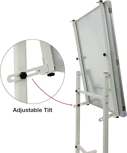 Miniatura 5 de Pizarra blanca plegable de 40 x 60 pulgadas para montar en la pared con superficie magnética y bandeja de marcadores abatible