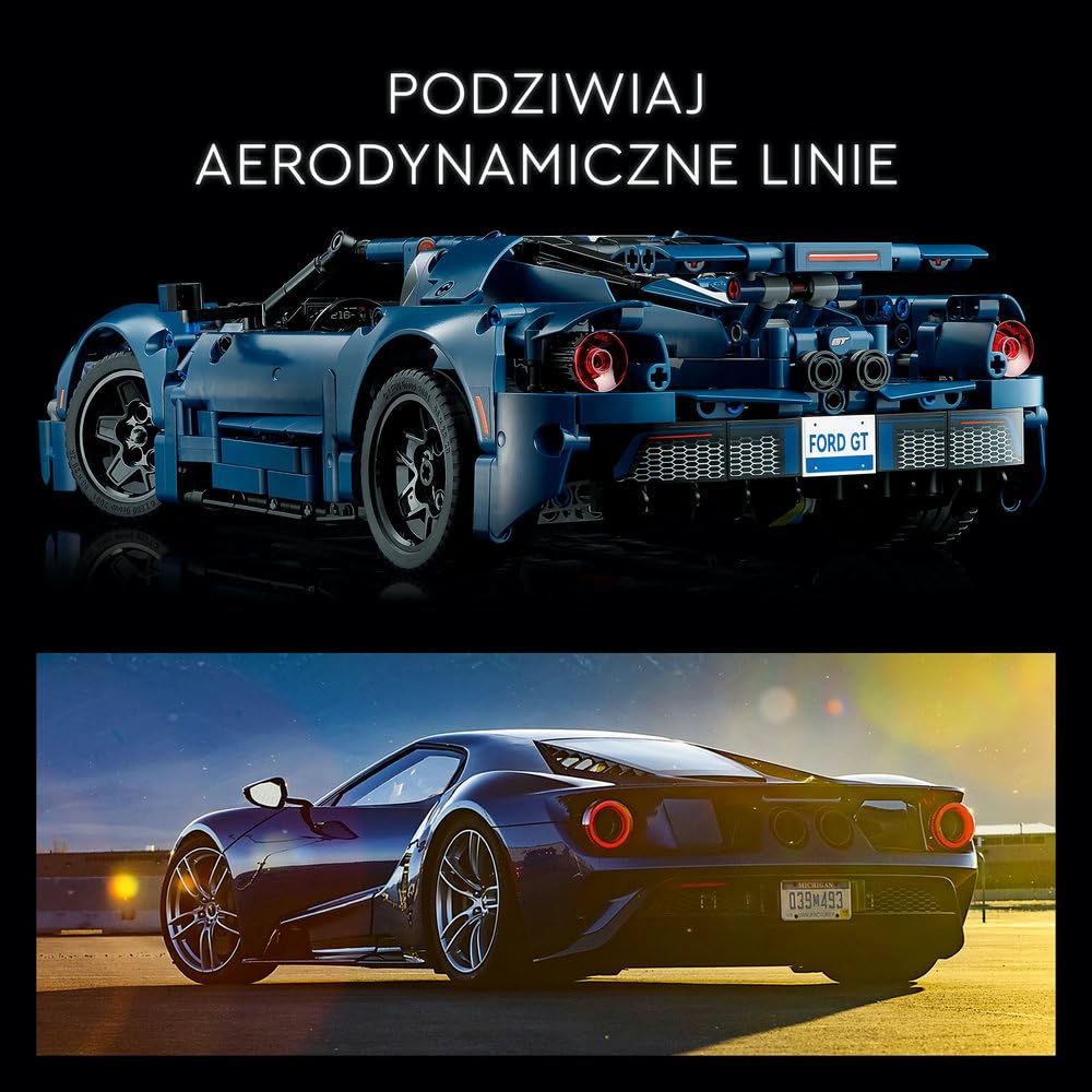 LEGO Technic Ford GT, wersja z 2022 roku 42154 | Model samochodu, klocki konstrukcyjne Technic dla dorosłych, prezent dla fana motoryzacji, gadżety prezentowe, 1468 elementów