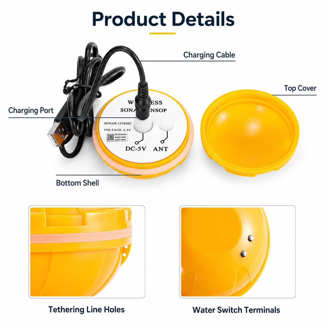 Localizador de Peces portátil de Mano Sensor de Sonar inalámbrico Localizador de Profundidad para entusiastas de la Pesca