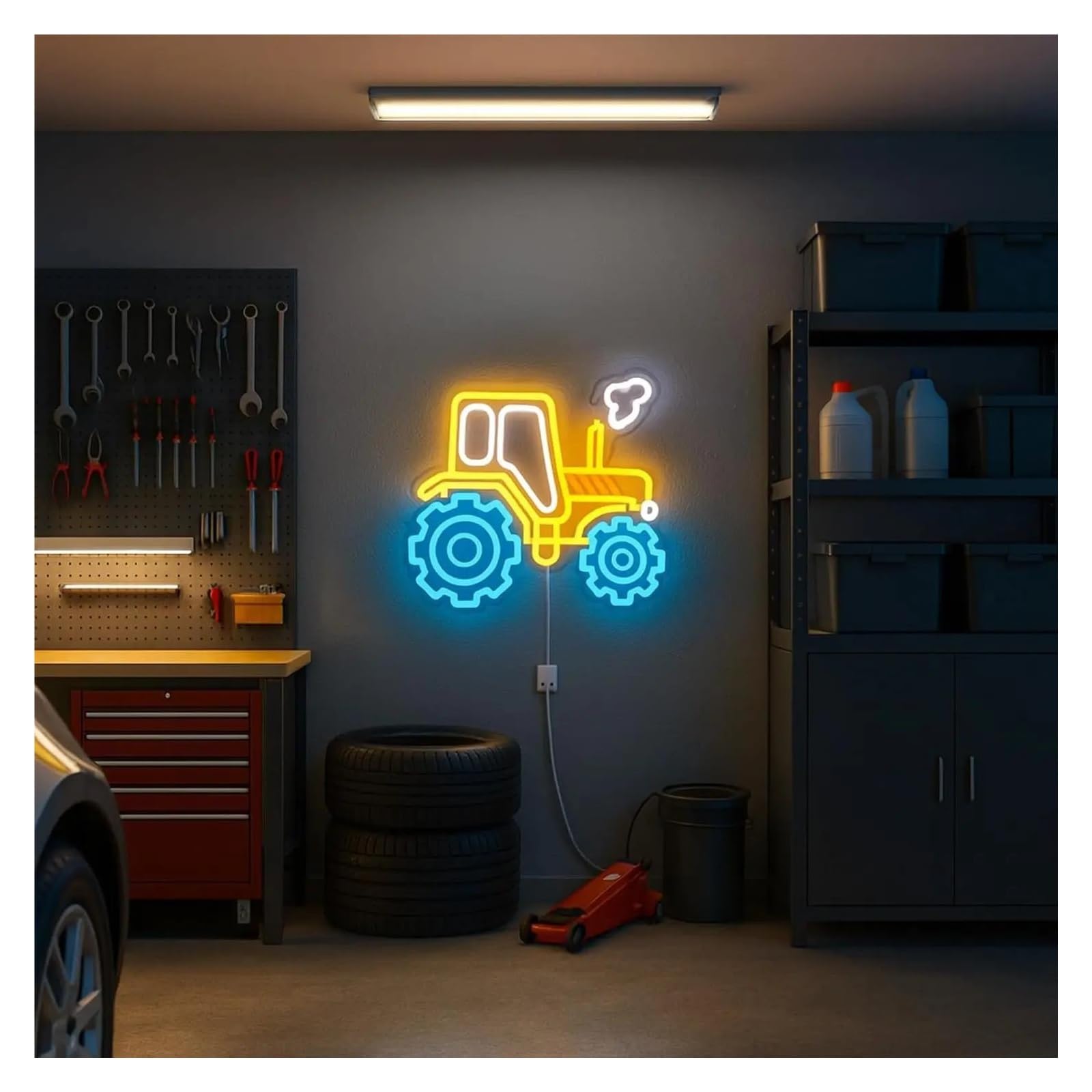 Decoración Lámparas Letreros De Neón De Tractor, Luz LED Rústica De Granja Para Garaje, Sala De Juegos, Habitación Infantil, Cueva De Hombre, Hogar, Bar Decoración 43cmx38cm