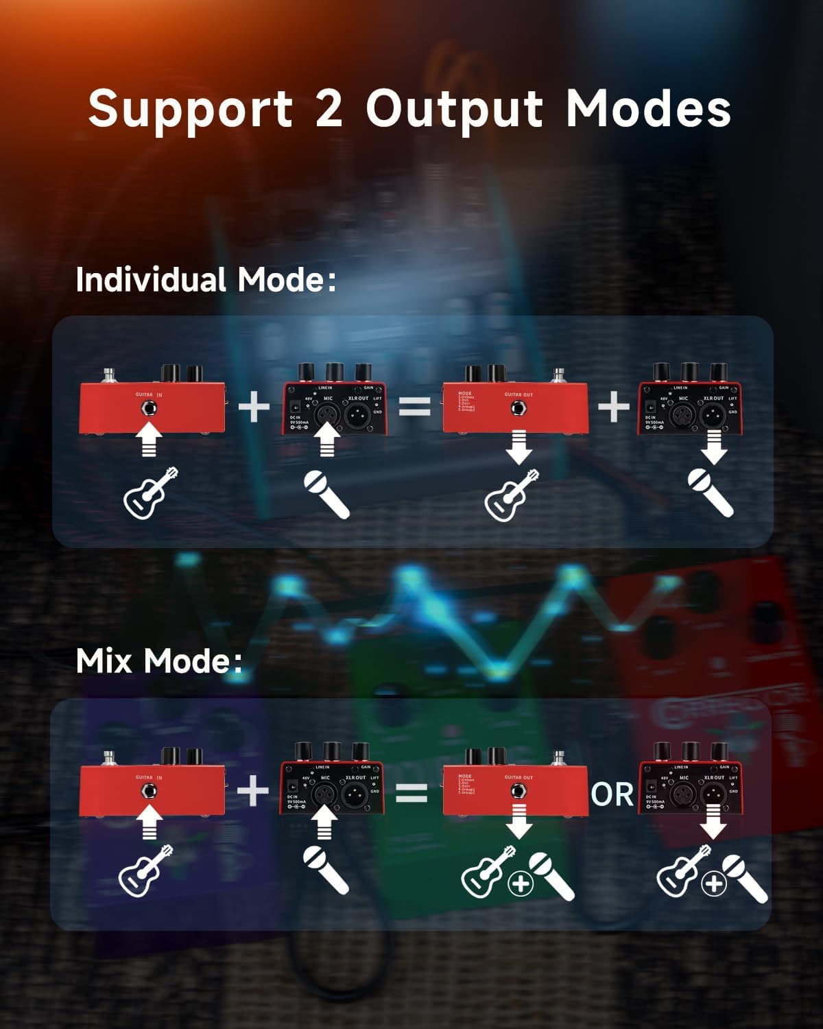 Para FLAMMA FV01 - Procesador de efectos vocales con corrección de tono, pedal de voz, amplificador de micrófono para cantante en vivo, grabación en streaming con reverberación de retardo, tocar