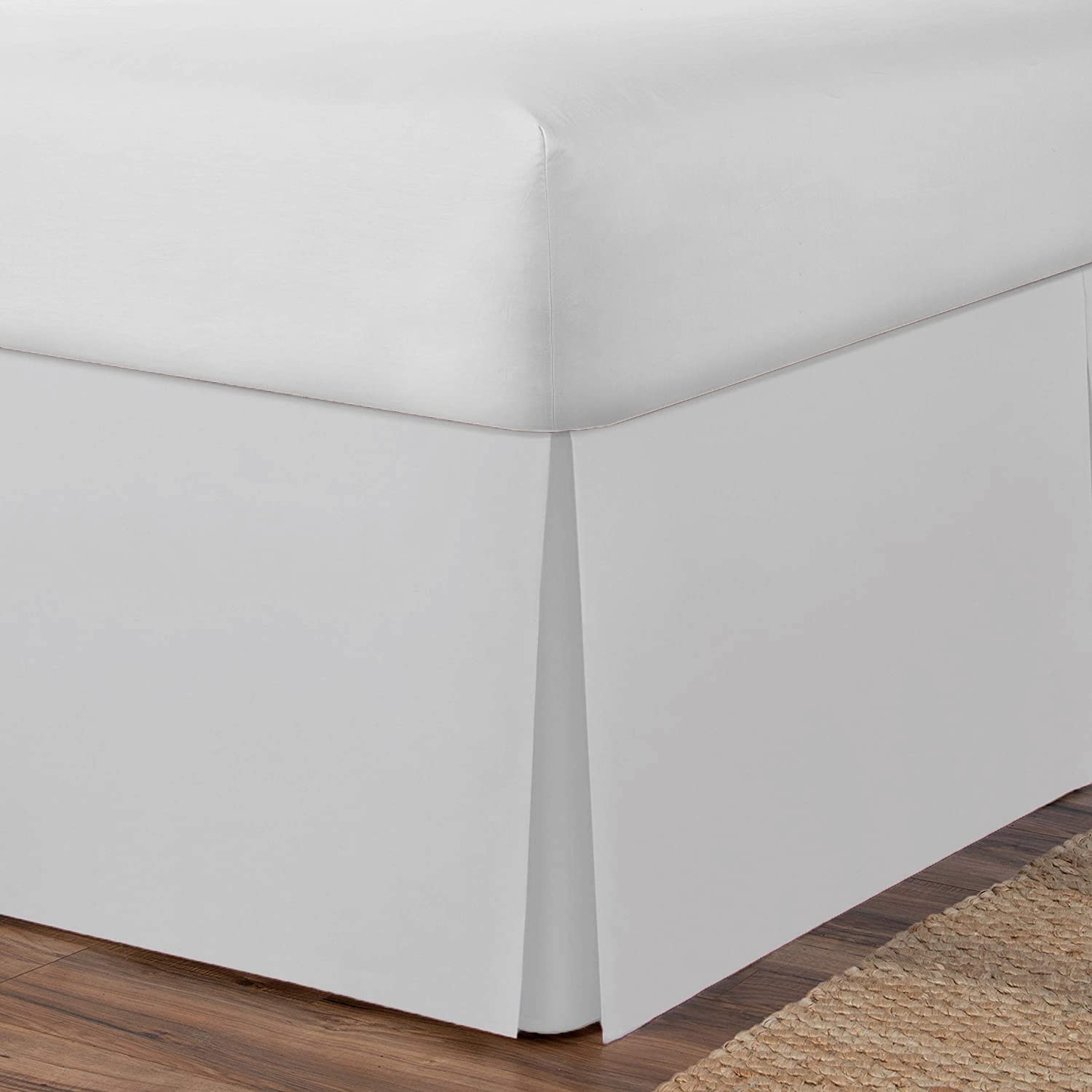 Amigozone Silver Plain Cotton Percale Platform Base Valance Pleated (, 4Ft Small Double)