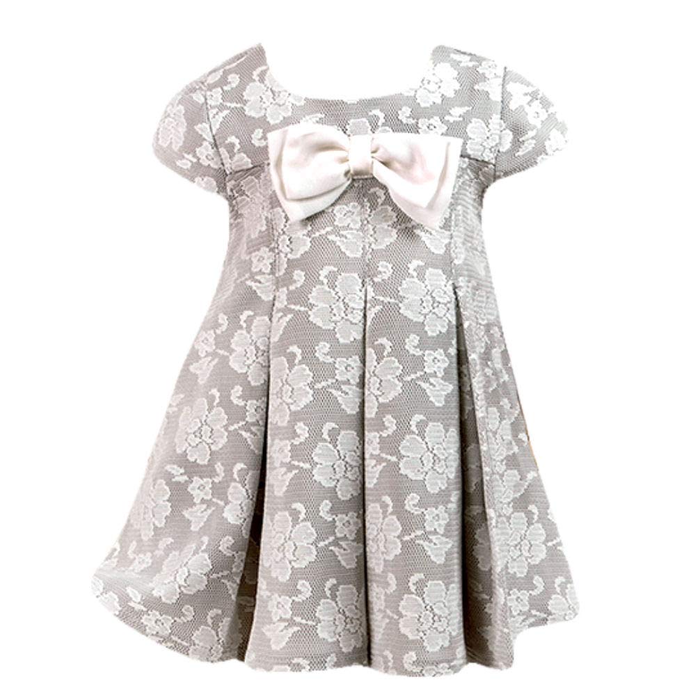 Christopher Babykleid Festkleid für Mädchen blumig grau Taupe elegant inkl. Stirnband 5461 Gr. 62