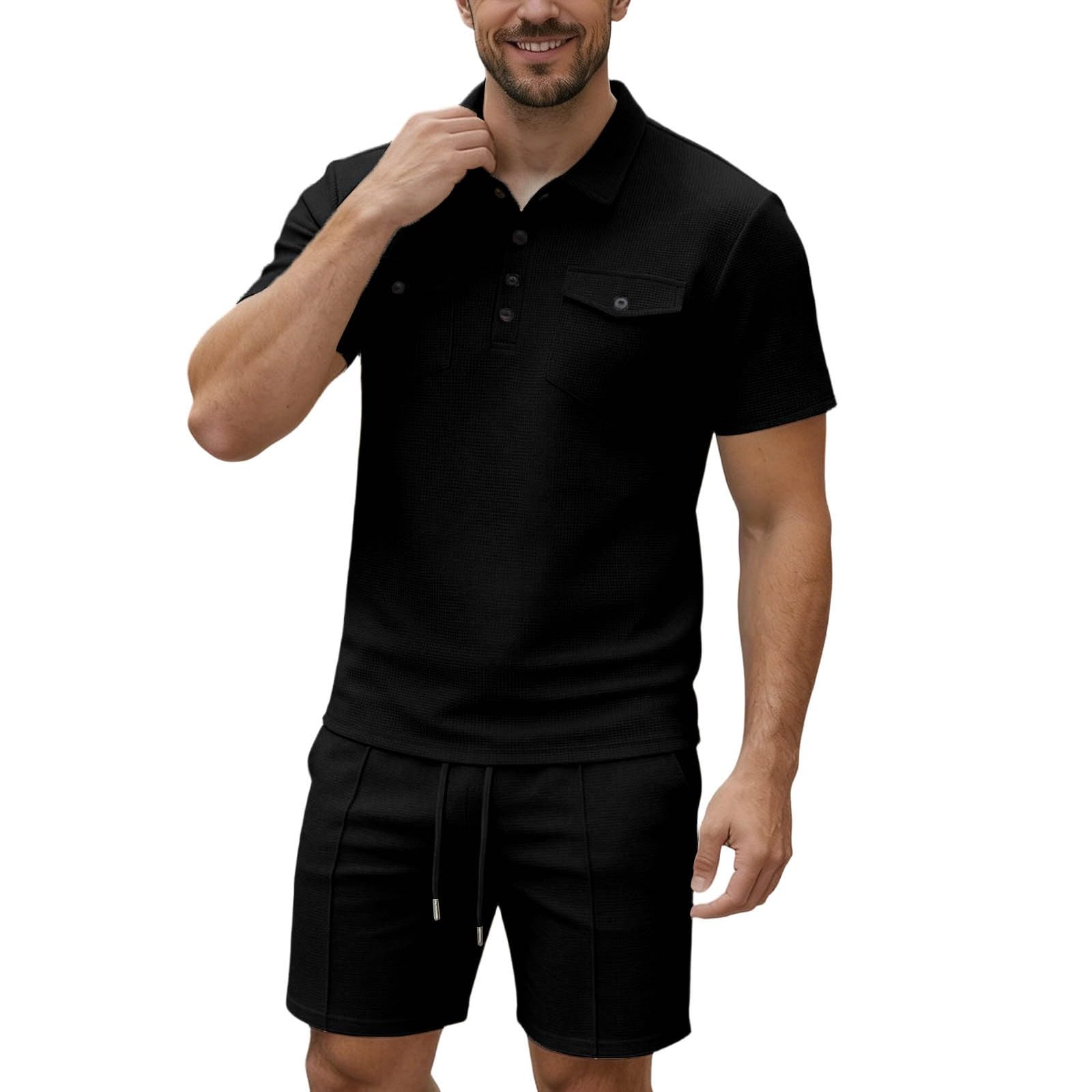 Ensemble short et polo gaufré homme pour un look d'été décontracté - 7