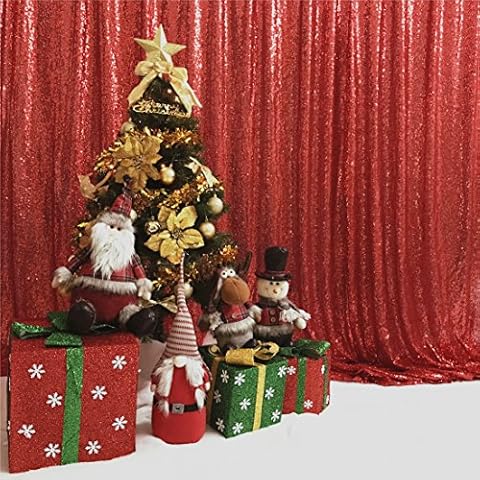 Trlyc Red Sequin Fabric Backdrop - 5ft x 6ft Cover