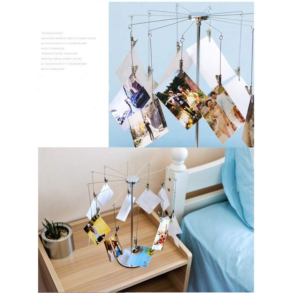 Desktop Fotohalter mit Clips Postkarte Geschenk Karte Bild Display Ständer Dekor Foto Baum für Tisch Karussell Romantisches Design plattiertem Draht und 12 Metall