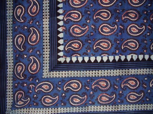 Homestead Primitive Paisley Block Print Tapestry Cotton Bedspread 106