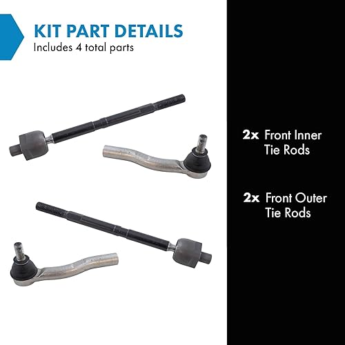 Miniatura 932 de TRQ Juego de varillas de acoplamiento delanteras interiores y exteriores, 4 piezas, compatibles con Chevrolet Cruze 2016-2019 de 16-19 voltios