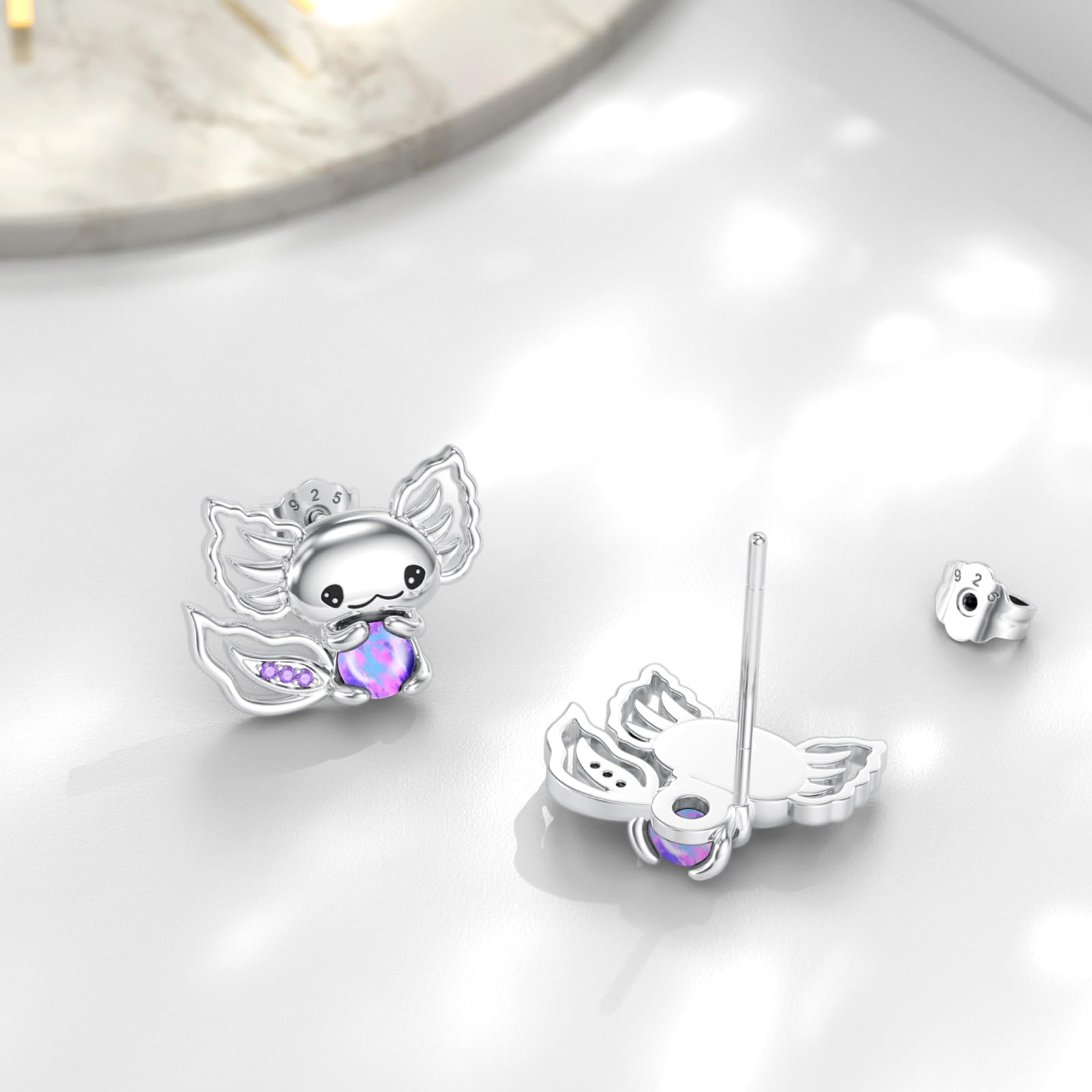 Axolotl Ohrstecker 925 Sterling Silber Tier Ohrring Axolotl Schmuck Geschenk für Frauen Mädchen Damen