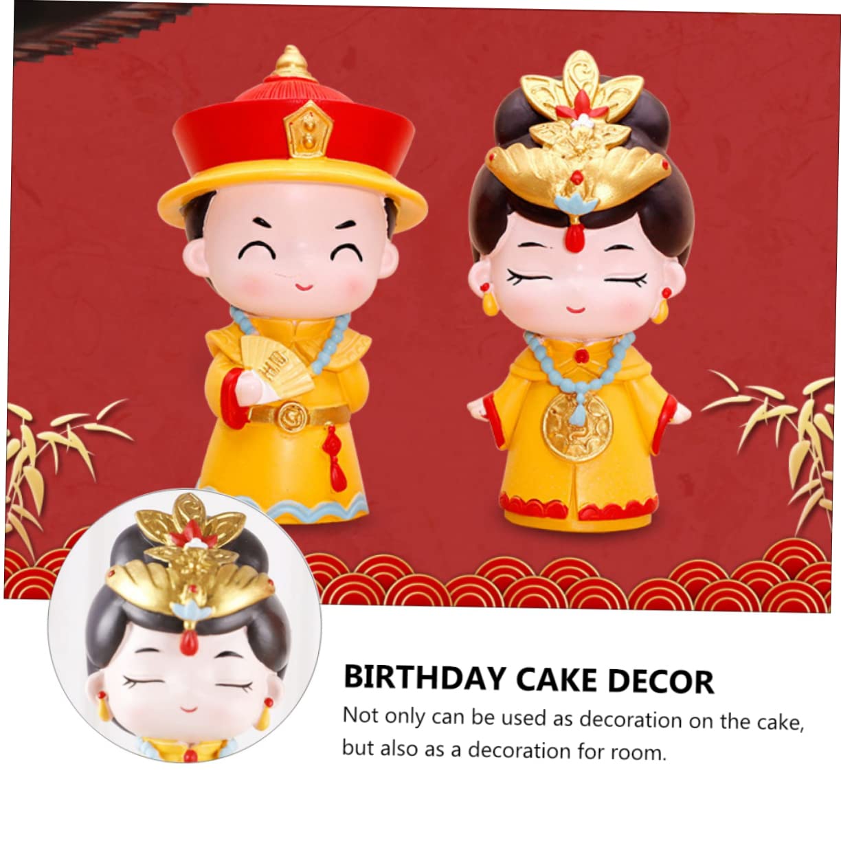 3 Ensembles Décoration De Gâteau Résine Ornements De Style Cour Chinoise pour Fête Et Maison Figurines Et Impératrice pour Gâteau Anniversaire Et Événements Spéciaux 2 Pièces * 3