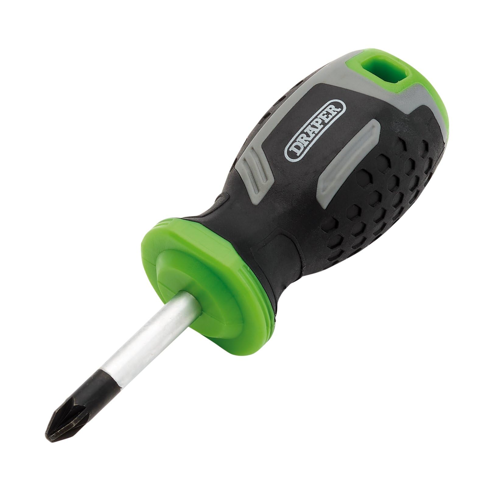 Draper Pozi Soft Grip Screwdriver, PZ2 x 38mm - 13368 - Magnetic Tip, CRV Blade, Grey and Black