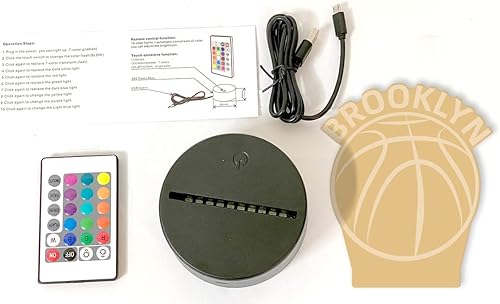 Miniatura 5 de CLORURBANLIVE Lámpara de noche de Denver de baloncesto 3D, lámpara de ilusión 3D para niños, regalo de 16 colores cambiantes, control remoto para