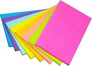 400Sheets Sticky Notes, 100x150mm Color Self Sticky Memo Pads, Super Sticky Notes Pad, Lined Sticky Notes for Office School and Home (8 Colors)