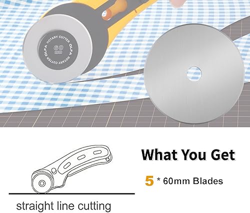 Miniatura 20 de Cuchillas de corte rotativas de 1.772 pulgadas, paquete de 10 cuchillas de repuesto para Fiskars, OLFA para acolchar, álbumes de recortes, costura