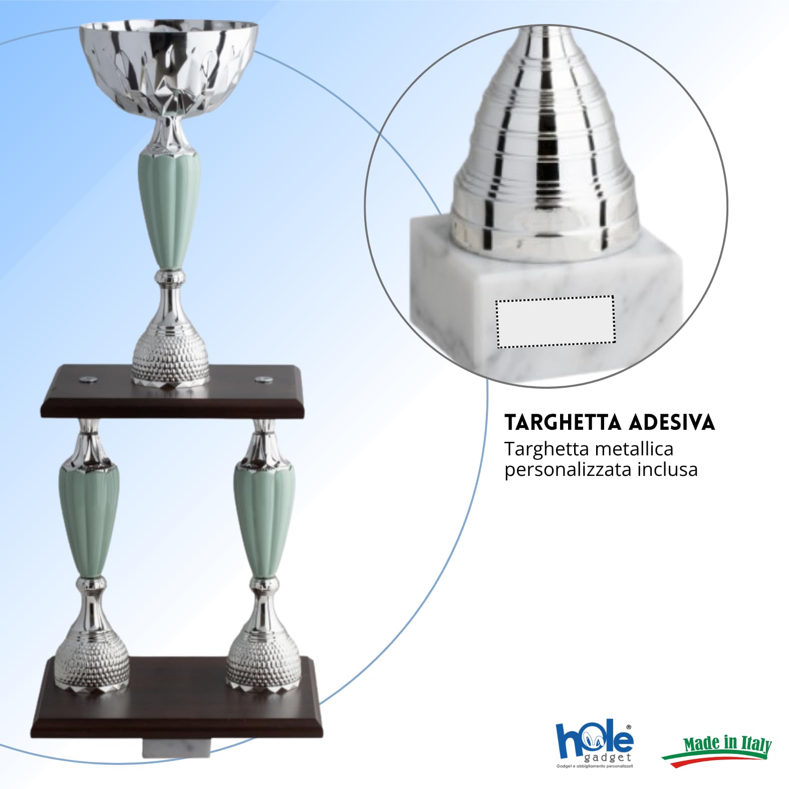 Coppa Trofeo Personalizzabile Grande a 2 Piani Varie Misure Calcio, Fantacalcio, Tennis, Padel, Basket Premiazioni Sportive ed Eventi con Targhetta Personalizzata cod 5.241