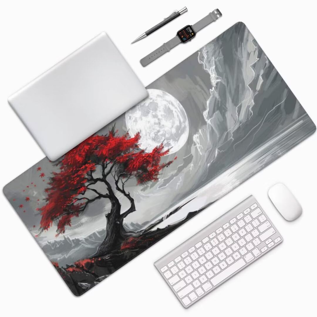 Tapis de Souris Arbre de Vie Tapis de Souris XXL 1200x600 mm, Imperméable Tapis de Souris Gamer XXL Tapis Souris Lune Mouse Pad, Base Atidérapante, Haute Précision et Vitesse pour Deco Bureau -MU603