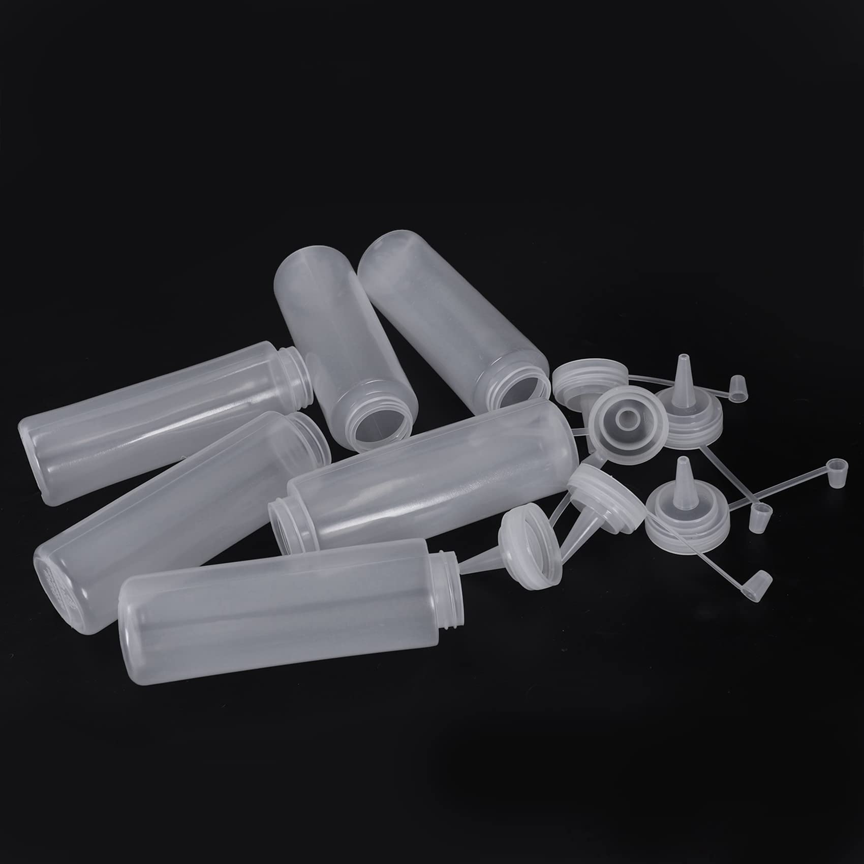 24X Bottiglie di Olio di Cruet di Ketchup di Plastica Bianca della Salsa di Compressione 8Oz
