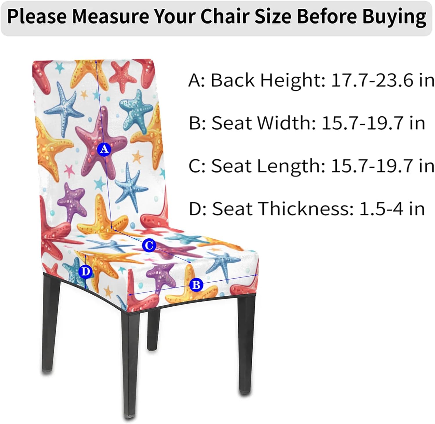 QsirBC Abstract Starfish Color Stretch Dining Room Chair Covers Set of 4 Chair Slipcovers Removable Washable Kitchen Seat Covers Chair Protectors for Hotel Party Wedding