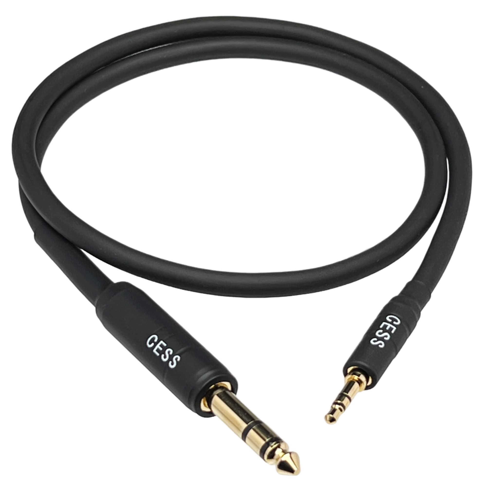 CNCESS CESS-189-2f Waterproof Low Noise 3.5mm to 6.35mm TRS Stereo Audio Cable, 1/8” TRS Male to 1/4" TRS Male (2 Feet)