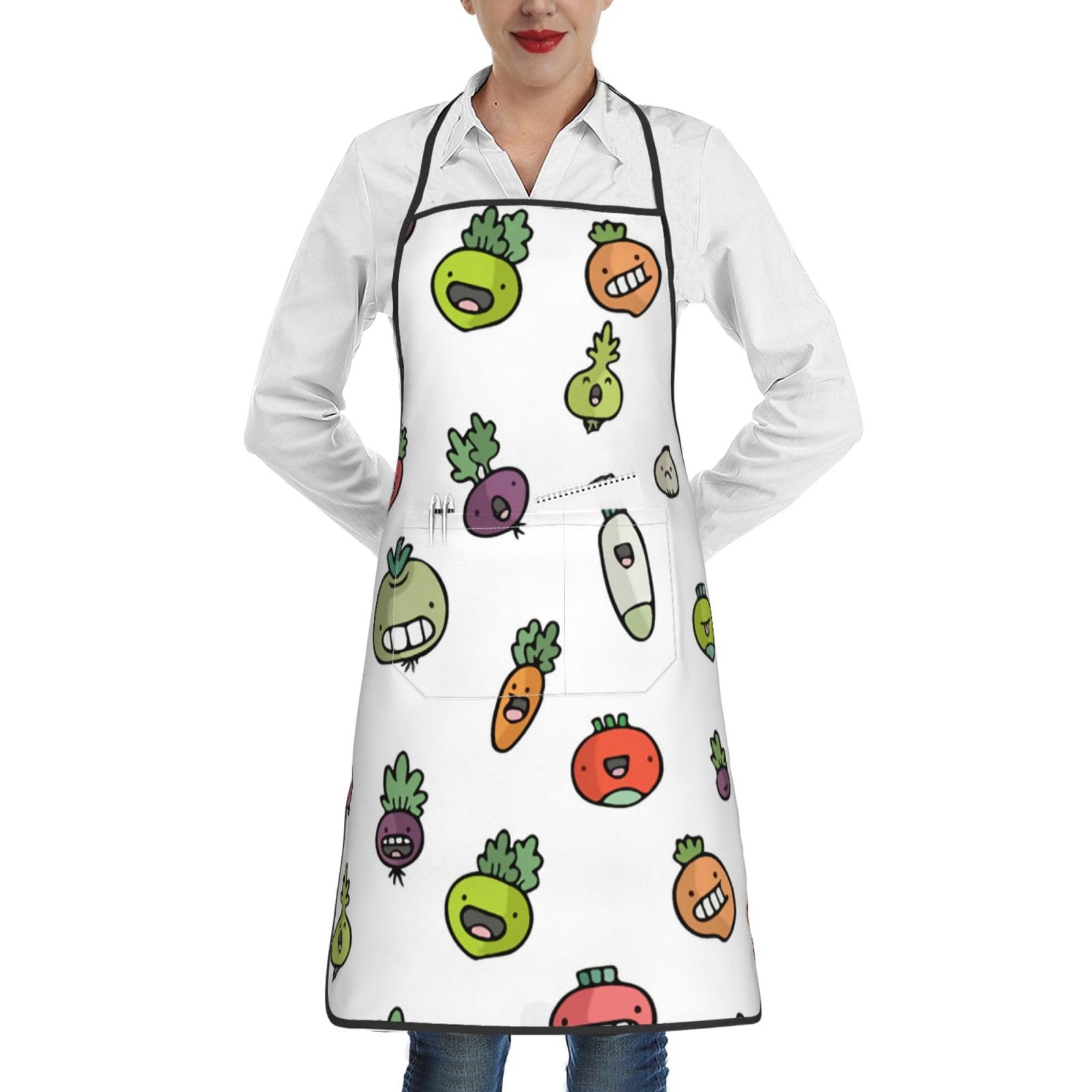 Amazon｜エプロン かわいい野菜柄 前掛け 首掛け キッチンエプロン